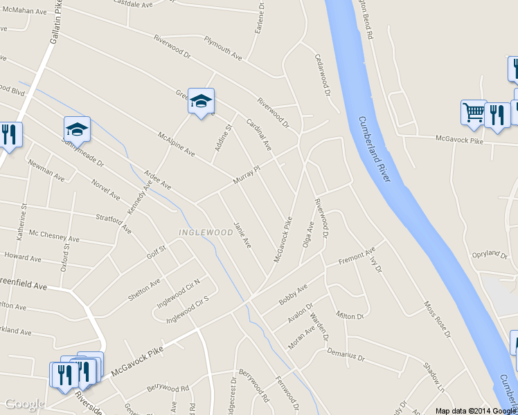 map of restaurants, bars, coffee shops, grocery stores, and more near 1415 McAlpine Avenue in Nashville