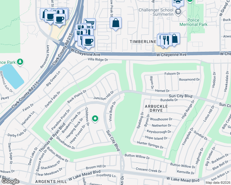 map of restaurants, bars, coffee shops, grocery stores, and more near 10309 Junction Hill Drive in Las Vegas
