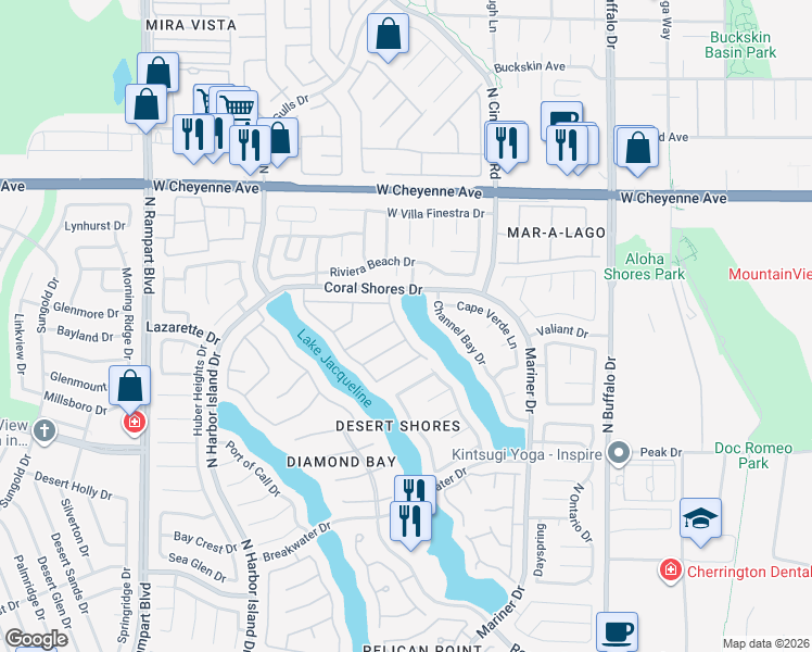 map of restaurants, bars, coffee shops, grocery stores, and more near 2992 Sun Lake Drive in Las Vegas