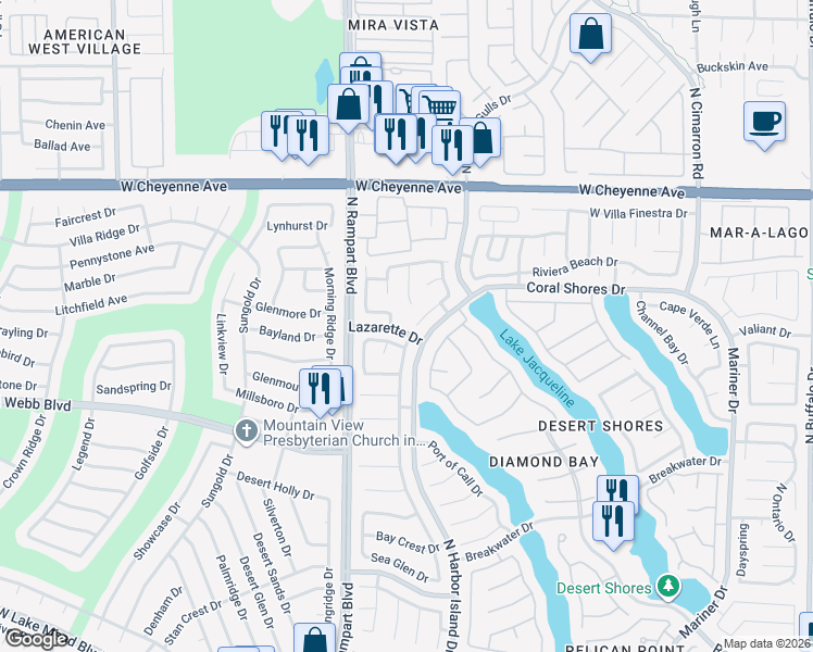 map of restaurants, bars, coffee shops, grocery stores, and more near 3001 Marsh Court in Las Vegas
