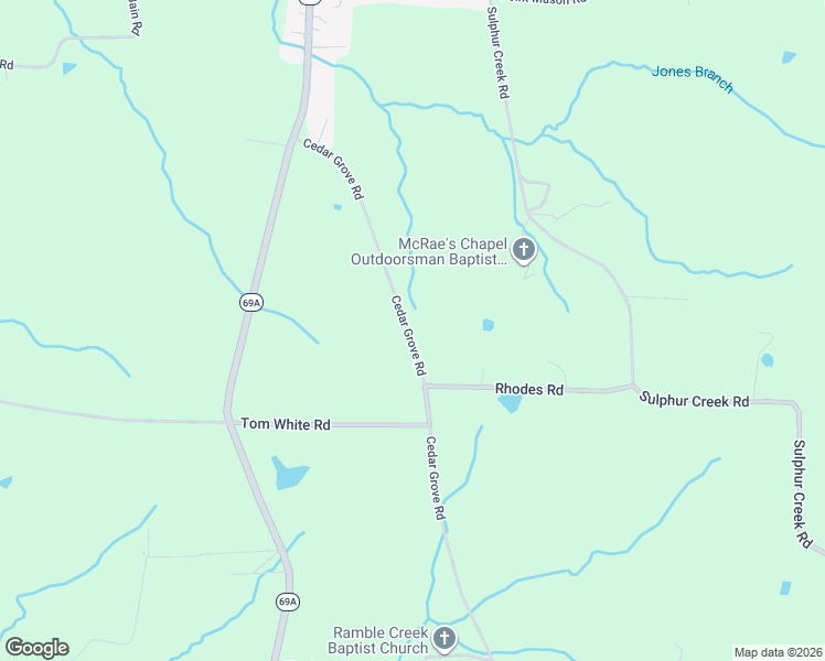 map of restaurants, bars, coffee shops, grocery stores, and more near 7812 Cedar Grove Road in Big Sandy