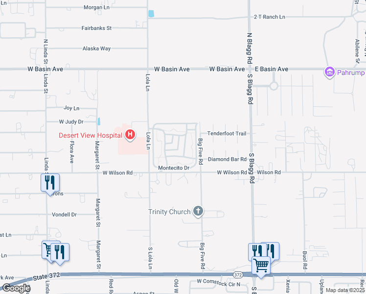 map of restaurants, bars, coffee shops, grocery stores, and more near 380 Hilton Head Street in Pahrump
