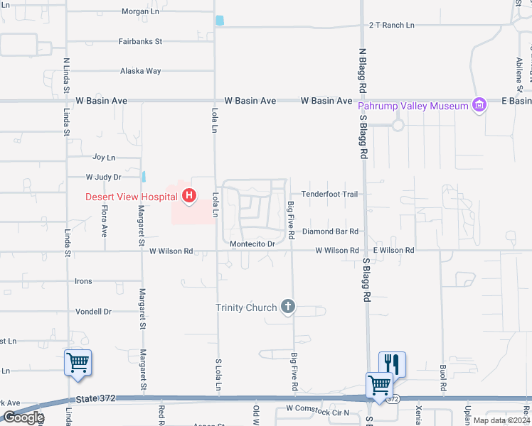 map of restaurants, bars, coffee shops, grocery stores, and more near 380 Hilton Head Street in Pahrump