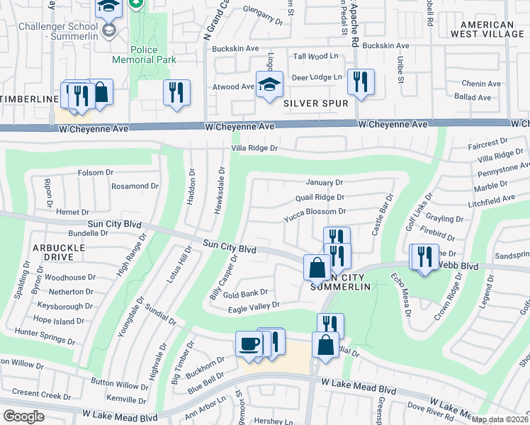 map of restaurants, bars, coffee shops, grocery stores, and more near 9517 Quail Ridge Drive in Las Vegas