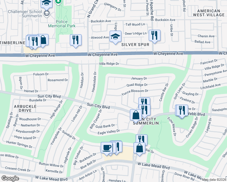 map of restaurants, bars, coffee shops, grocery stores, and more near 9517 Quail Ridge Drive in Las Vegas