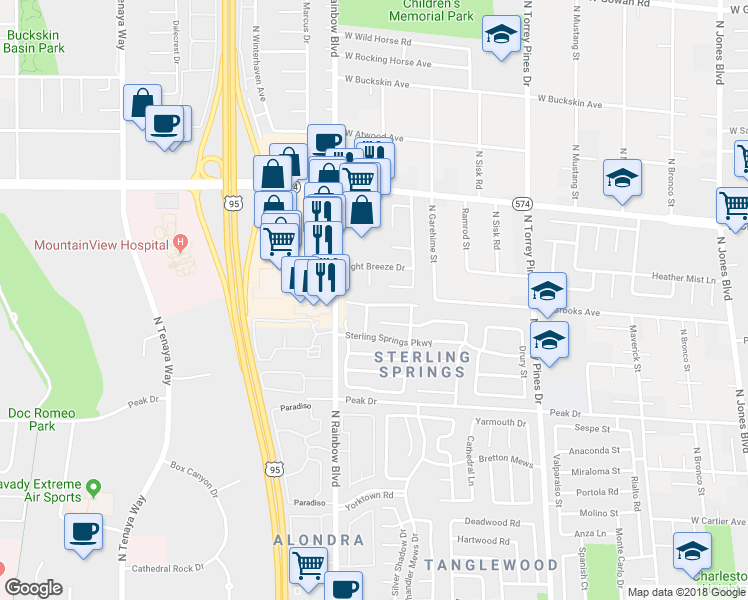 map of restaurants, bars, coffee shops, grocery stores, and more near 6636 Silver Penny Avenue in Las Vegas