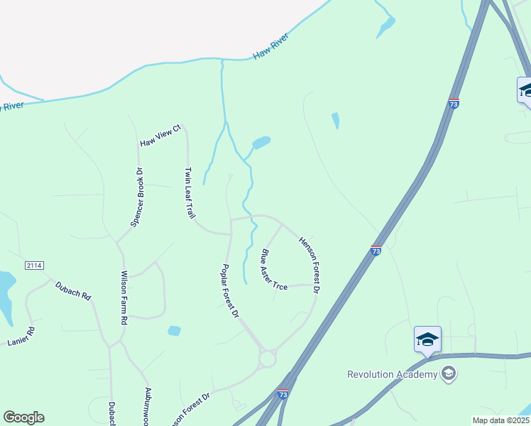 map of restaurants, bars, coffee shops, grocery stores, and more near 7650 Henson Forest Drive in Summerfield