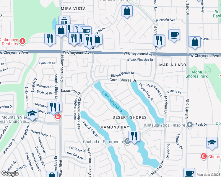 map of restaurants, bars, coffee shops, grocery stores, and more near 2980 Harbor Cove Drive in Las Vegas