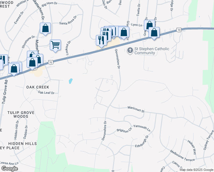 map of restaurants, bars, coffee shops, grocery stores, and more near 1088 Chatsworth Drive in Mt. Juliet