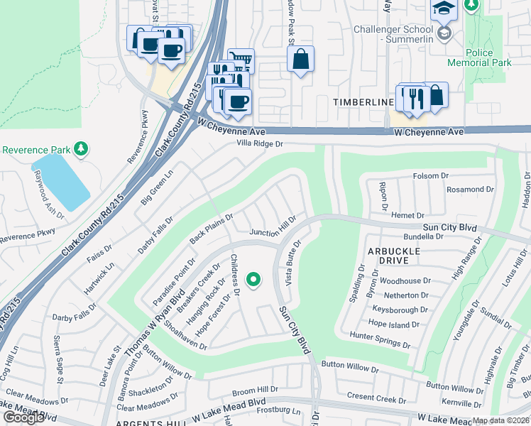 map of restaurants, bars, coffee shops, grocery stores, and more near 3000 Abercorn Drive in Las Vegas