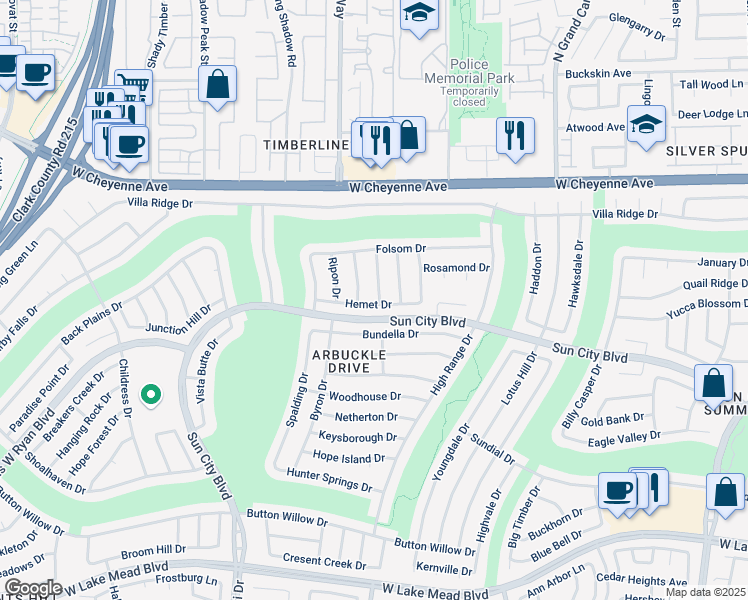 map of restaurants, bars, coffee shops, grocery stores, and more near 3001 Anna Bay in Las Vegas