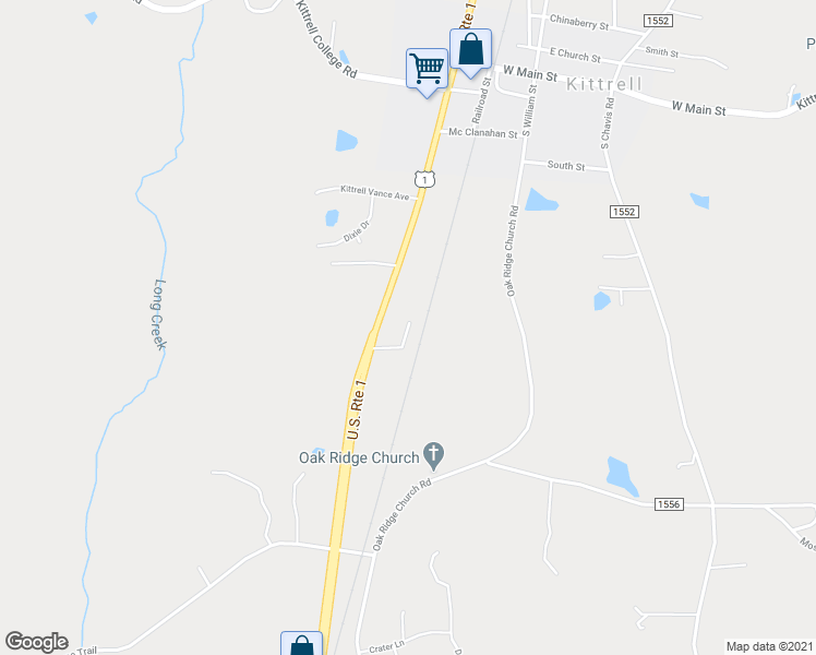 map of restaurants, bars, coffee shops, grocery stores, and more near 192 Chappell Lane in Kittrell