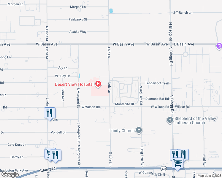 map of restaurants, bars, coffee shops, grocery stores, and more near 641 Montecito Drive in Pahrump