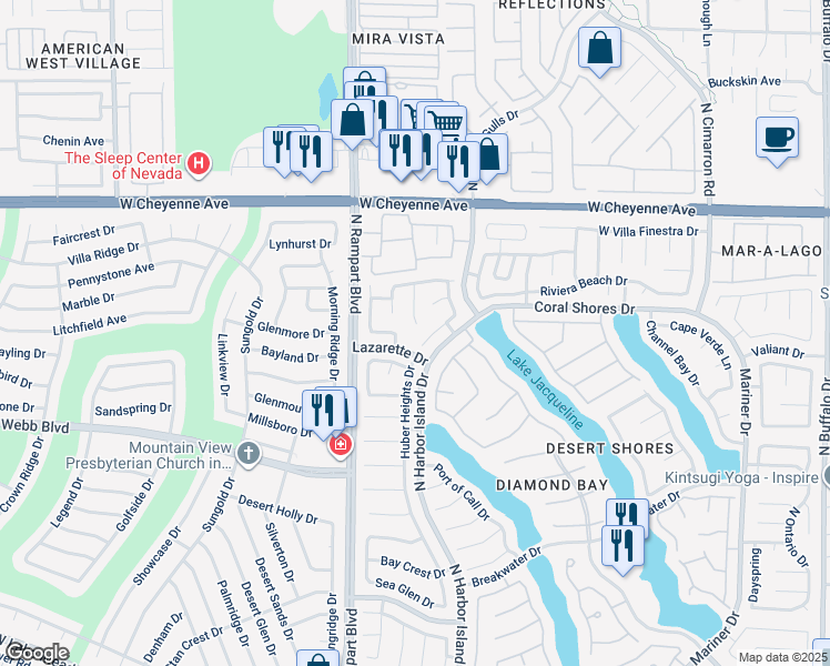 map of restaurants, bars, coffee shops, grocery stores, and more near 3001 Marsh Court in Las Vegas