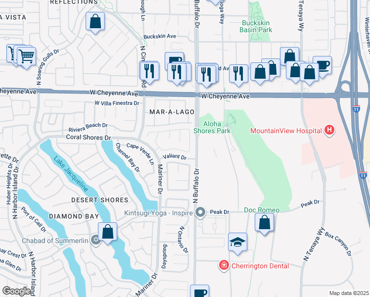 map of restaurants, bars, coffee shops, grocery stores, and more near 7616 West Oyster Cove Drive in Las Vegas
