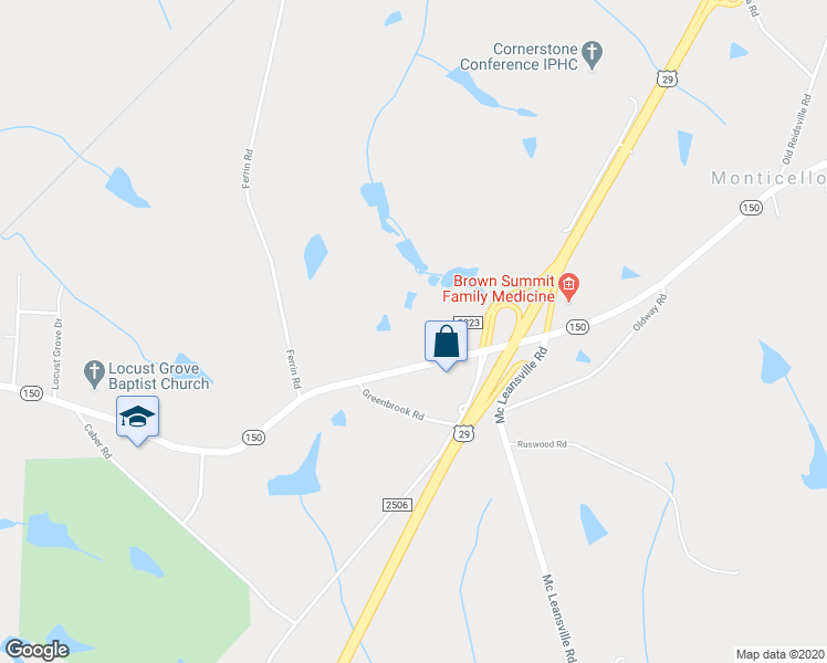map of restaurants, bars, coffee shops, grocery stores, and more near 4831 Highway 150 in Browns Summit