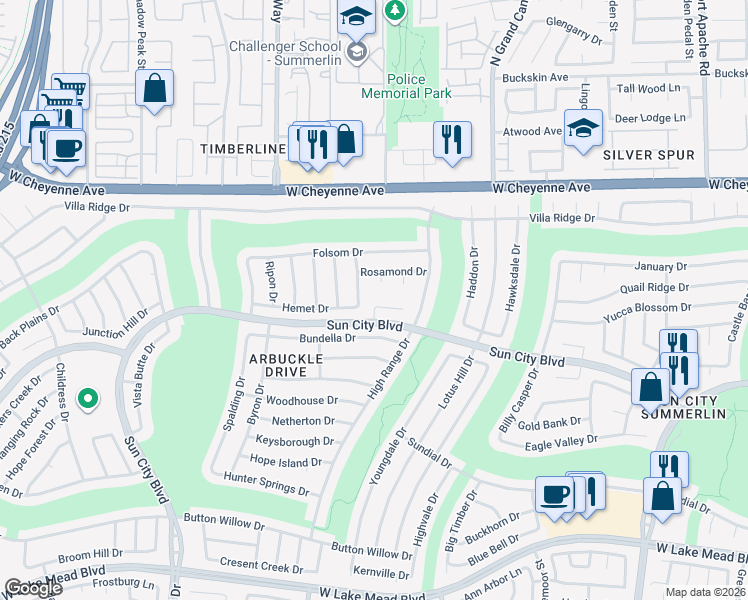 map of restaurants, bars, coffee shops, grocery stores, and more near 9824 Gerald Court in Las Vegas
