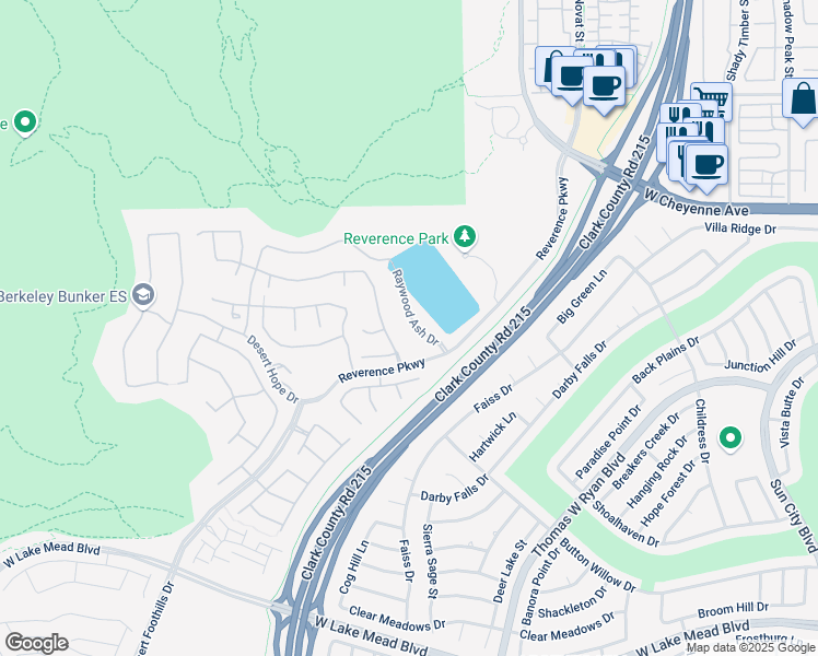 map of restaurants, bars, coffee shops, grocery stores, and more near 2931 Raywood Ash Drive in Las Vegas