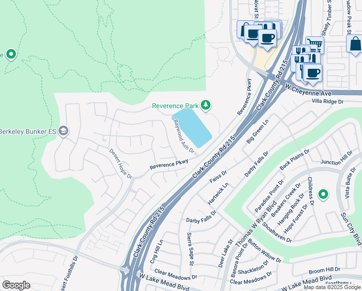 map of restaurants, bars, coffee shops, grocery stores, and more near 2931 Raywood Ash Drive in Las Vegas