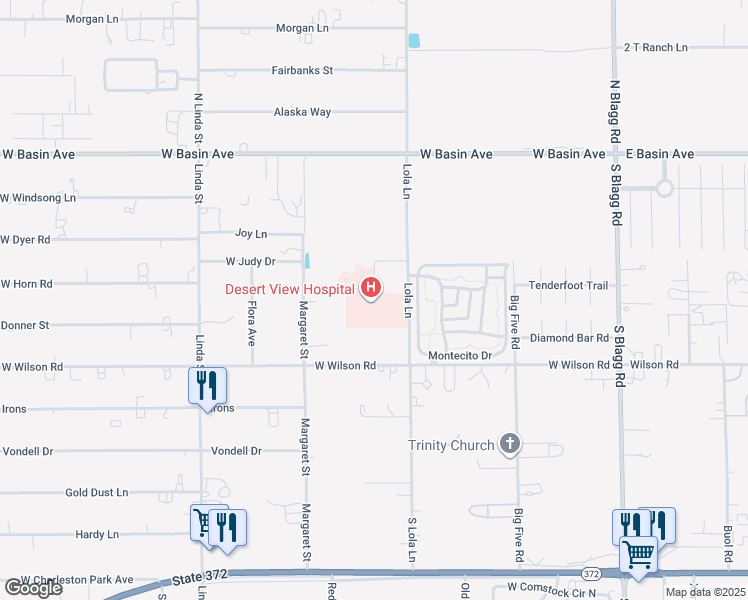 map of restaurants, bars, coffee shops, grocery stores, and more near 360 South Lola Lane in Pahrump