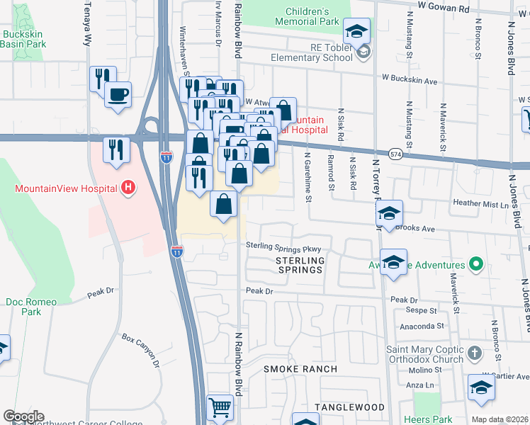 map of restaurants, bars, coffee shops, grocery stores, and more near 3000 Quiet Breeze Ct in Las Vegas