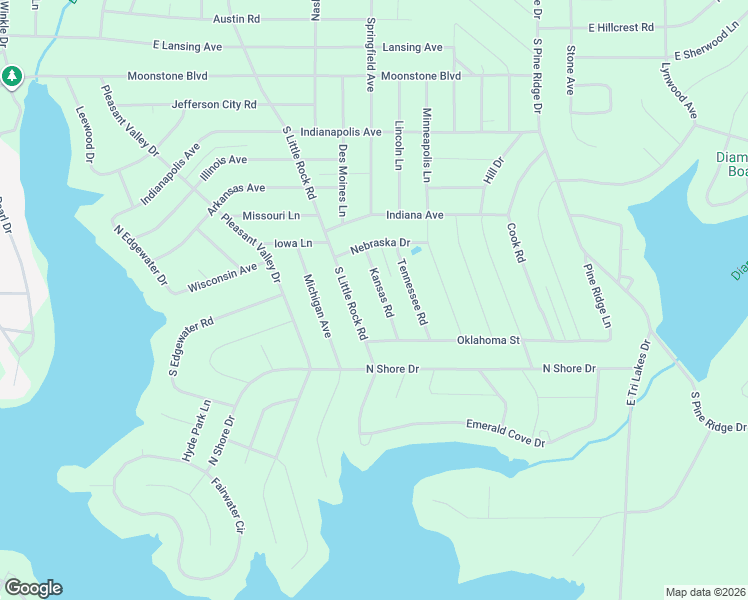 map of restaurants, bars, coffee shops, grocery stores, and more near 1105 Kansas Road in Horseshoe Bend
