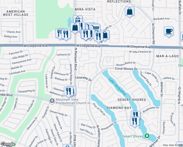 map of restaurants, bars, coffee shops, grocery stores, and more near 3001 Marsh Court in Las Vegas