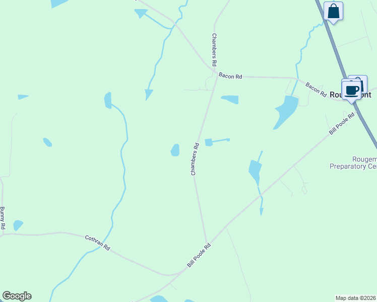 map of restaurants, bars, coffee shops, grocery stores, and more near 501 Chambers Road in Rougemont