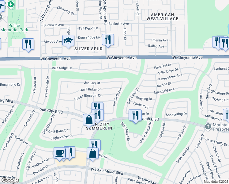 map of restaurants, bars, coffee shops, grocery stores, and more near 9204 Yucca Blossom Drive in Las Vegas