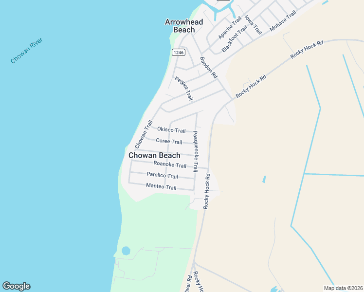 map of restaurants, bars, coffee shops, grocery stores, and more near 215 Coree Trail in Edenton