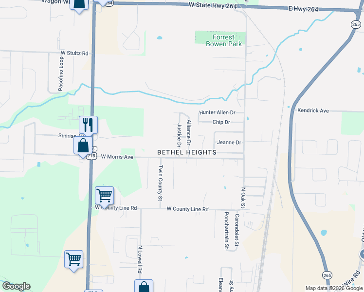 map of restaurants, bars, coffee shops, grocery stores, and more near in Springdale