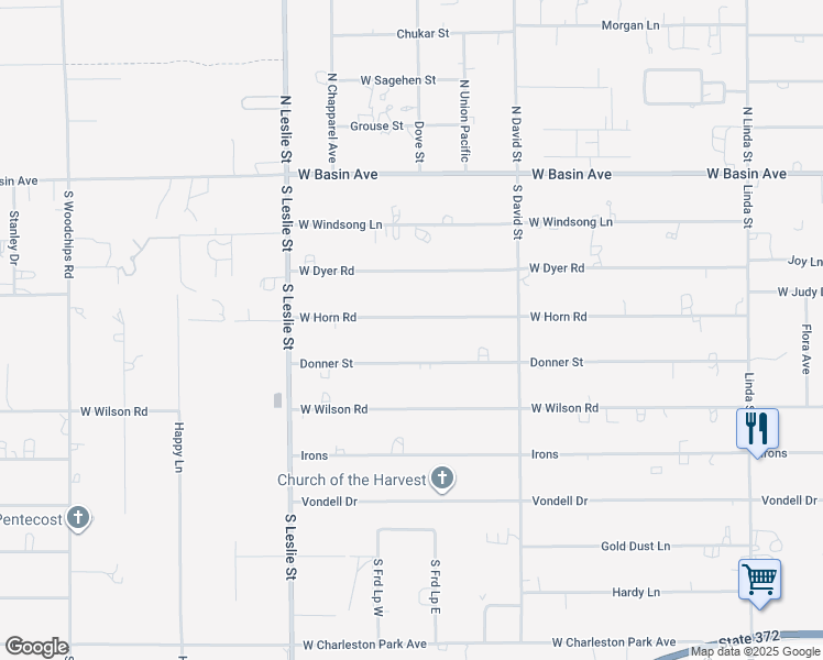 map of restaurants, bars, coffee shops, grocery stores, and more near 1741 Horn Road in Pahrump