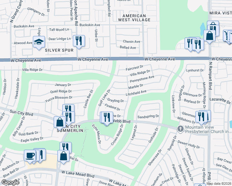 map of restaurants, bars, coffee shops, grocery stores, and more near 9045 Litchfield Avenue in Las Vegas