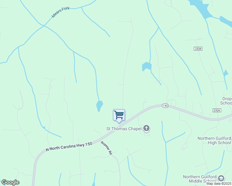 map of restaurants, bars, coffee shops, grocery stores, and more near 7927 Valley Falls Road in Greensboro