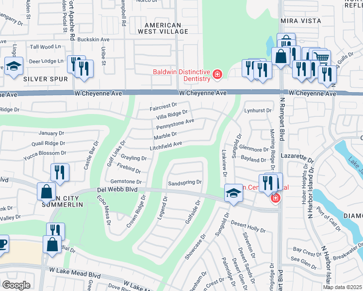 map of restaurants, bars, coffee shops, grocery stores, and more near 8901 Litchfield Avenue in Las Vegas