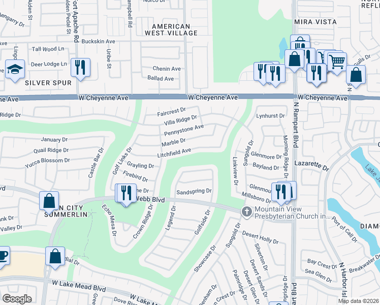 map of restaurants, bars, coffee shops, grocery stores, and more near 8901 Litchfield Avenue in Las Vegas