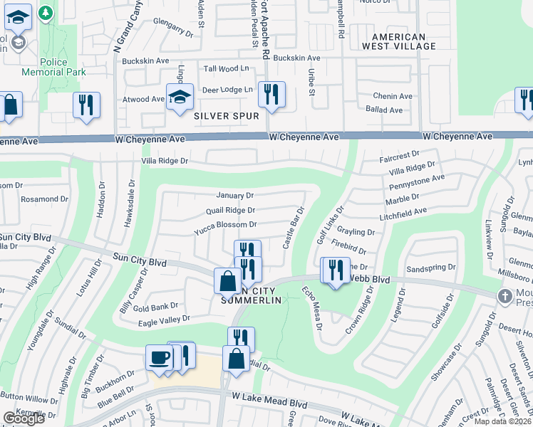 map of restaurants, bars, coffee shops, grocery stores, and more near 9304 Yucca Blossom Drive in Las Vegas