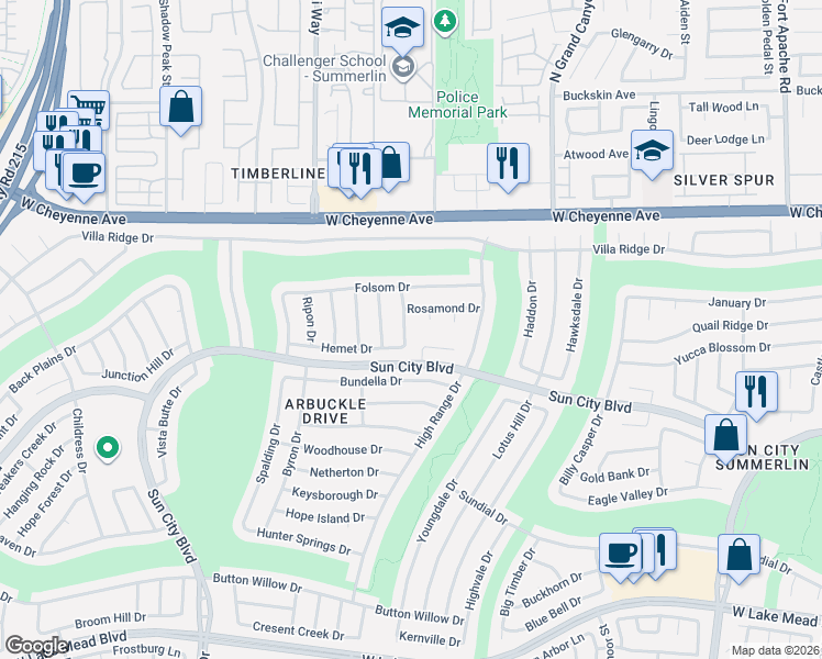map of restaurants, bars, coffee shops, grocery stores, and more near 3001 Isaac River Drive in Las Vegas