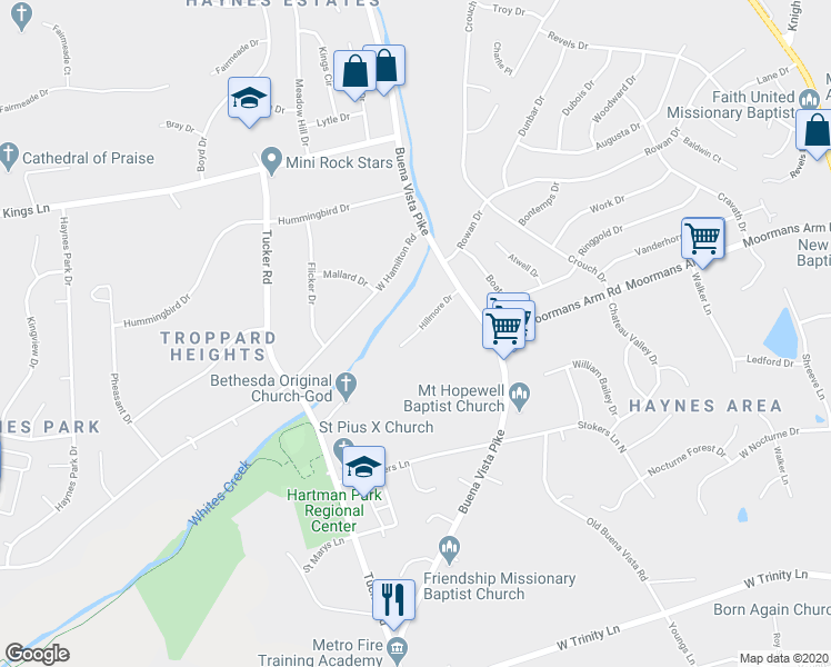 map of restaurants, bars, coffee shops, grocery stores, and more near 832 Hillmore Drive in Nashville