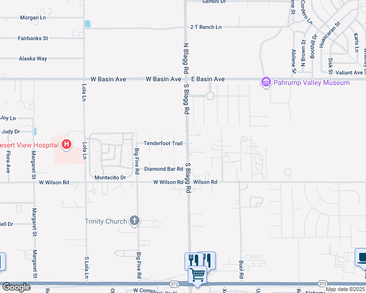 map of restaurants, bars, coffee shops, grocery stores, and more near 31 Tenderfoot Trail in Pahrump