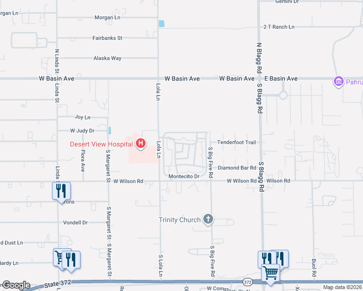 map of restaurants, bars, coffee shops, grocery stores, and more near 356 Saint Andrews Street in Pahrump