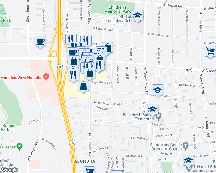 map of restaurants, bars, coffee shops, grocery stores, and more near 6612 Gentle Winds Court in Las Vegas