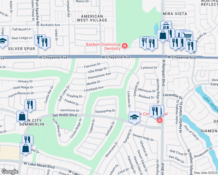 map of restaurants, bars, coffee shops, grocery stores, and more near 8805 Litchfield Avenue in Las Vegas