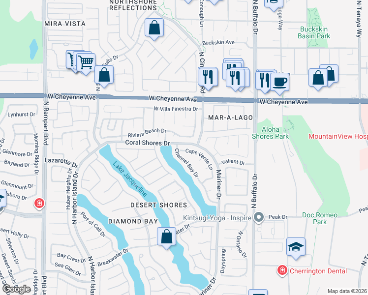 map of restaurants, bars, coffee shops, grocery stores, and more near 2964 Cape Verde Lane in Las Vegas