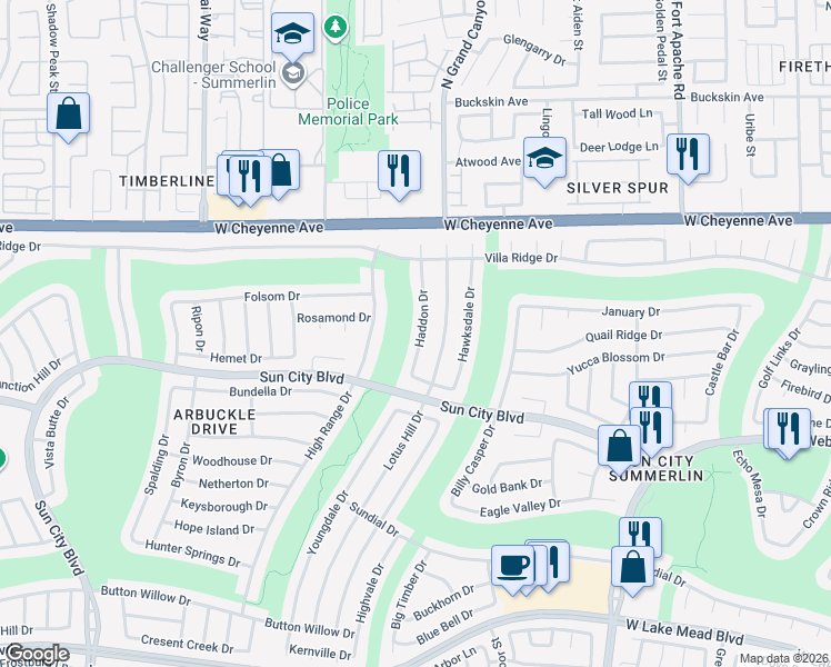 map of restaurants, bars, coffee shops, grocery stores, and more near 2929 Haddon Drive in Las Vegas