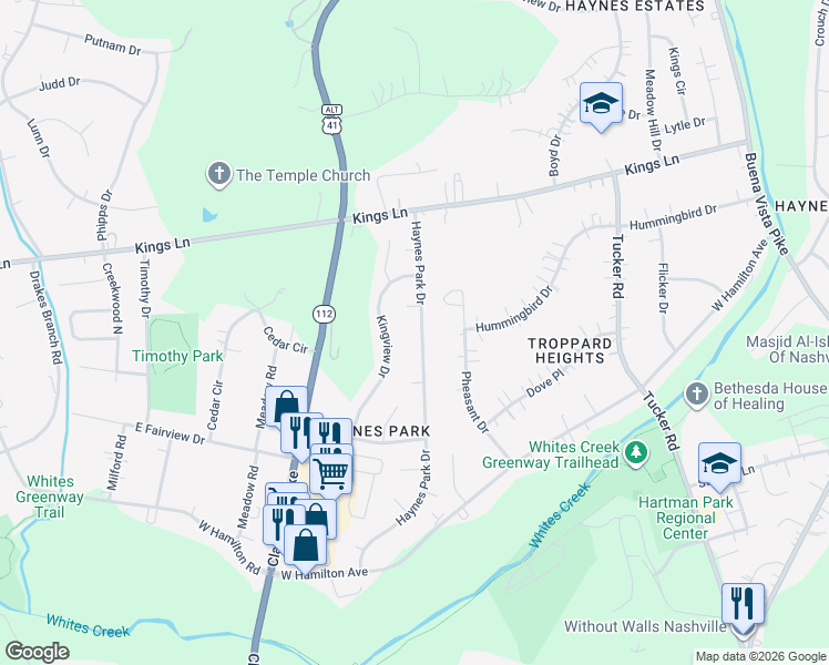 map of restaurants, bars, coffee shops, grocery stores, and more near 225 Haynes Park Drive in Nashville