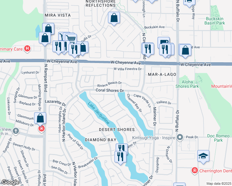 map of restaurants, bars, coffee shops, grocery stores, and more near 3004 Sun Lake Drive in Las Vegas