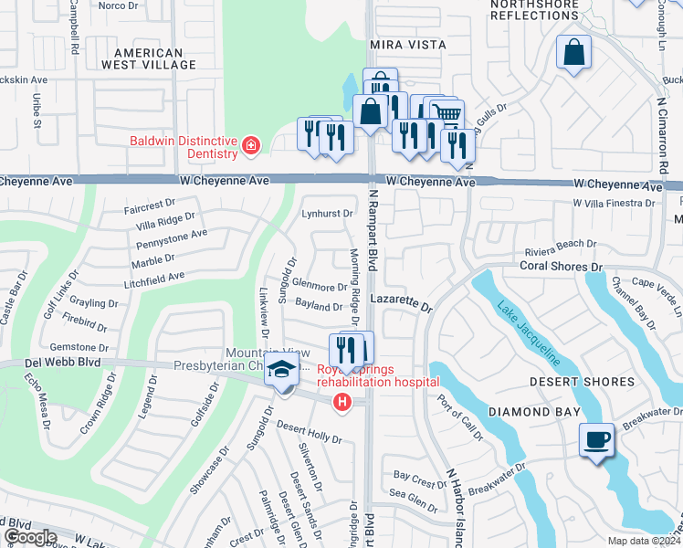 map of restaurants, bars, coffee shops, grocery stores, and more near 8509 Goodhaven Drive in Las Vegas