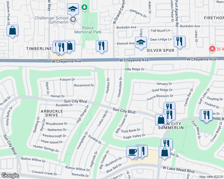 map of restaurants, bars, coffee shops, grocery stores, and more near 2921 Lotus Hill Drive in Las Vegas
