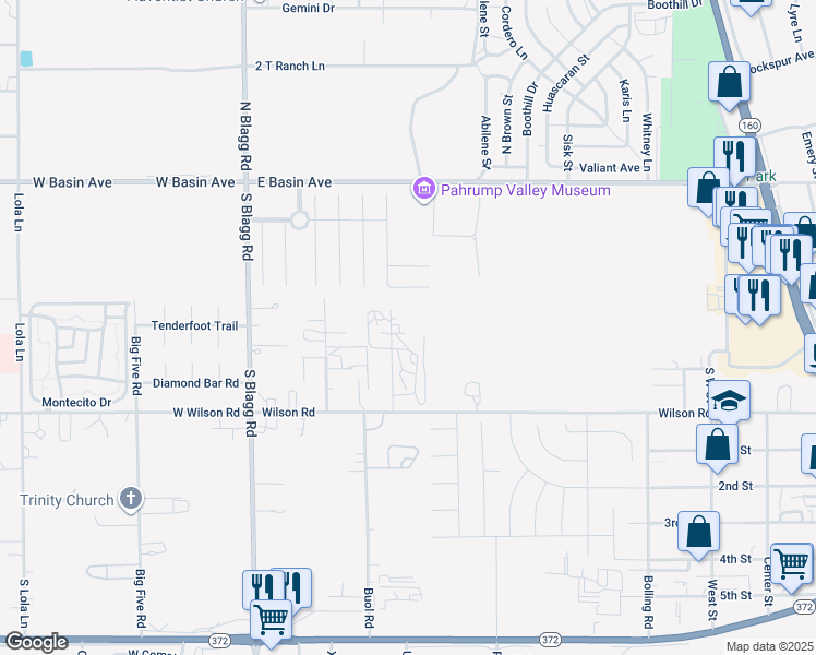 map of restaurants, bars, coffee shops, grocery stores, and more near 331 Slater Circle in Pahrump